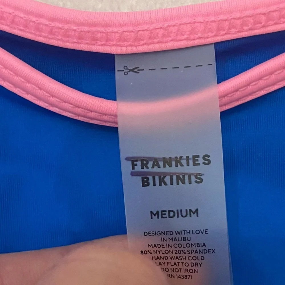 New! Frankie's Bikinis Dove Blue and Pink bikini Bottom 1085